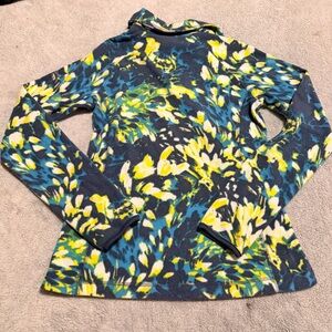 Columbia Quarter Zip Pullover Lightweight Fleece Sweater, Women XS, Yellow Blue